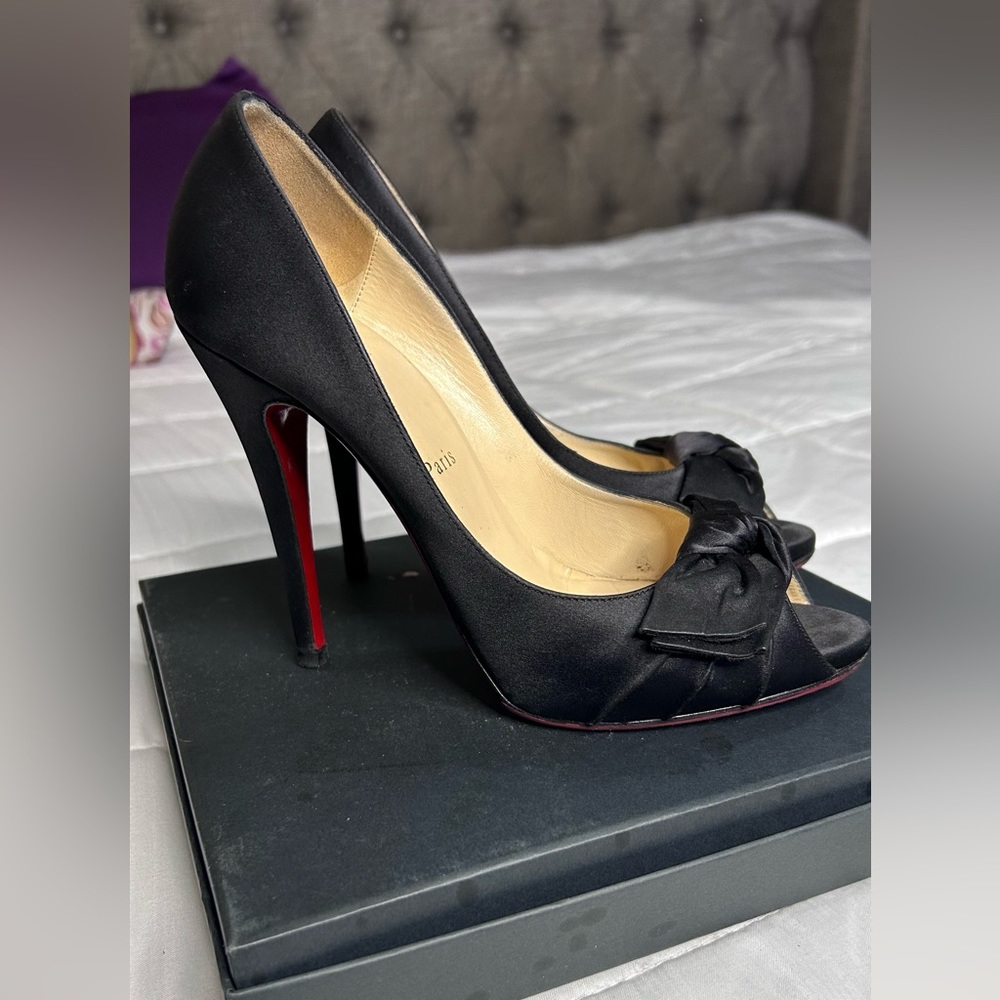 Christian Louboutin Satin Peep Toe Pump